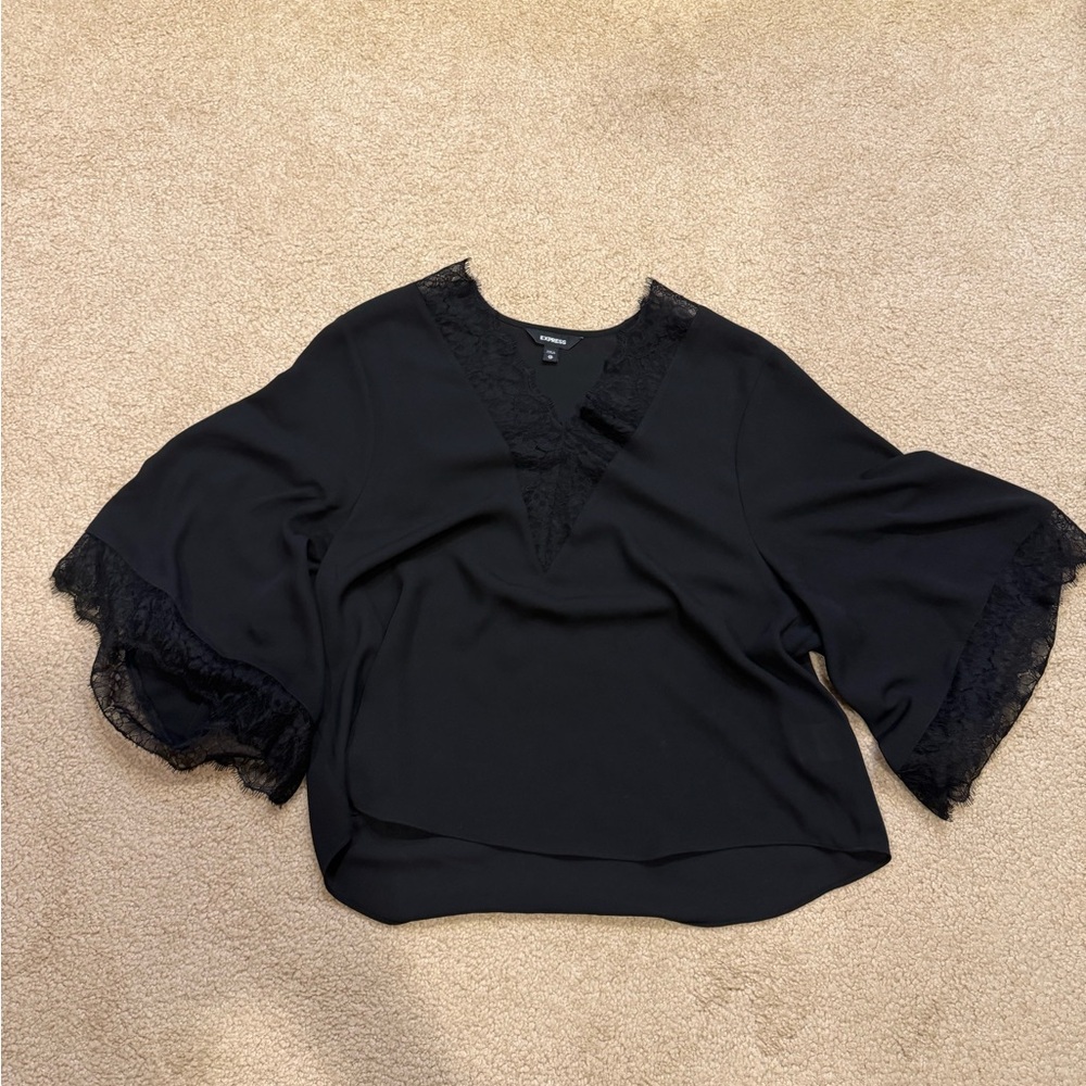 Express Black Women's Blouse with Lace Accents